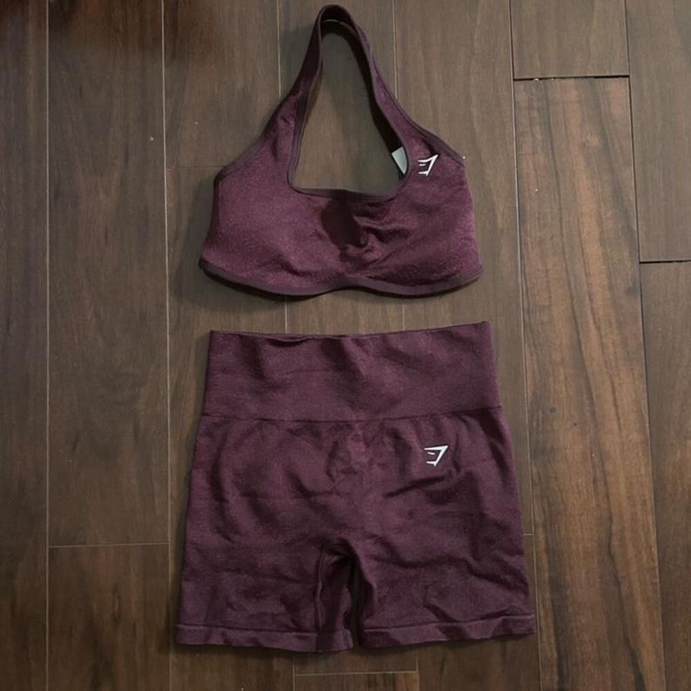 Gymshark Women's Burgundy and Purple Top